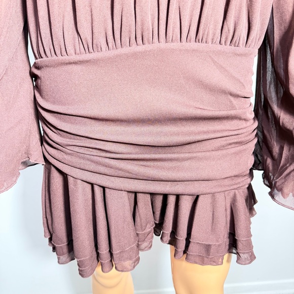 Zara Brown Ruffled Dress - Picture 3 of 12